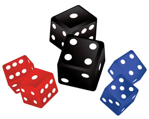 Objects-Gambling Dice in Three Colors
