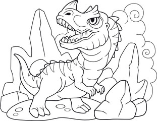 cute cartoon dinosaur ceratosaurus, coloring book, funny illustration