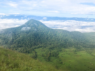 Fototapeta premium Green landscape with mountain and beautiful clouds at Chaing mai, Thailand