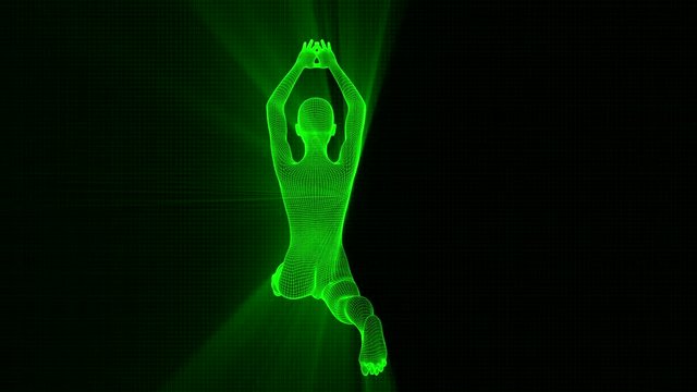 4K Futuristic Wireframe Android AI Shine Woman Split Seamless Loop