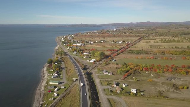 Aerial view of the Atlantic Ocean Coast during a sunny morning. Taken near Carleton, Quebec, Canada.