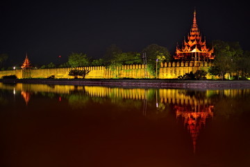 Fototapeta na wymiar Myanmar. Mandalay City. Walls of the Royal Palace