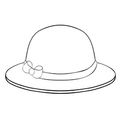 female headdress hat with a bow.  illustration
