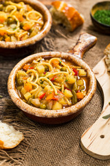 Fall Harvest Homemade Vegetable Soup. Selective focus.