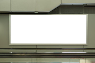 Blank advertising billboard at airport,mockup poster media template ads display