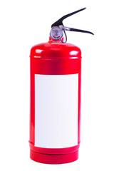 Red fire extinguisher isolated on white