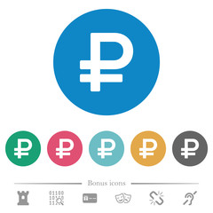 Ruble sign flat round icons