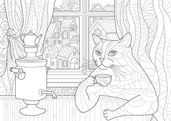 cat drink tea