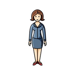 Business lady flat icon. Clip art piece. Infographic element. Vector character