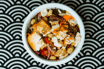 japanese food Soba tofu and vegetable Bowl