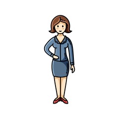 Business woman flat icon. Clip art piece. Infographic element. Vector character