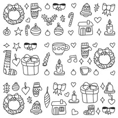 Christmas, holiday, winter, vector illustration. New Year's pattern, children's drawings with a teacher, frame.