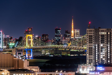 Obraz premium Nocny widok z Tokyo Bay Area Telecom Center