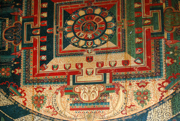 Mandala on the ceiling of the Tibetan monastery