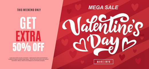 Valentine's day sale long banner template - obrazy, fototapety, plakaty