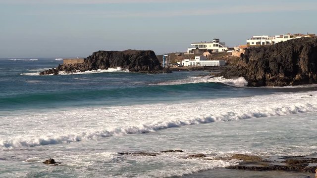 Village El Cotillo at the Atlantic Ocean, Fuerteventura, Spain