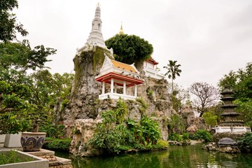 Garden in Wat Prayurawongsawat Worawihan,Bangkok,Thailand