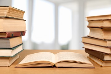 Old books on dark  background