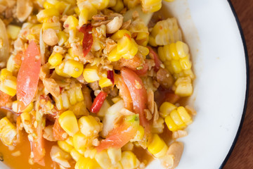 Papaya salad with corn or Som Tum Kao Pod