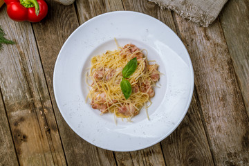 Spaghetti Carbonara with bacon