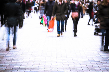 Motion blurred shopping street
