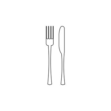 Vector illustration. fork and knife icon on white background. Restaurant menu icon.