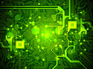 High tech electronic circuit board vector background.