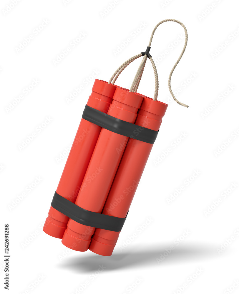 Poster 3d rendering of a bundle of dynamite sticks isolated on a white background.