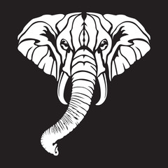 African safari elephant logo vector illustration. Head elephant sign emblem isolated.