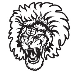 Fototapeta na wymiar Lion angry face tattoo. Vector illustration of lion head. Safari print.
