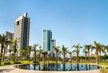 Fototapeta na wymiar Skyline of Kuwait City at Al Shaheed Park