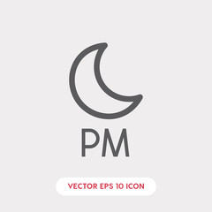 Obraz premium PM icon. PM vector symbol. Linear style sign for mobile concept and web design. Tall symbol illustration. Pixel vector graphics - Vector 