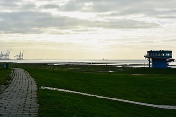 Fototapeta premium Wurster Nordseeküste, Deich Deichschutz