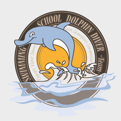 Dolphin swimming school