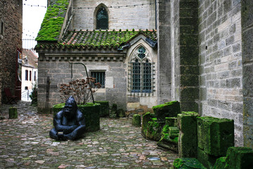 Back yard of old medieval church of Saulieu