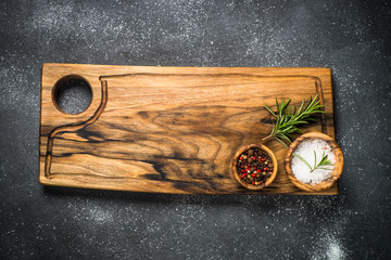 Food cooking background on black top view.