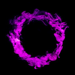 circle from pink colorful smoke isolated on black background