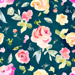 Seamless, Repeating Flower Background Wallpaper Pattern. Modern Painted Floral Background