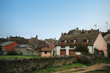 Fototapeta na wymiar Roofs of old houses of Saulieu historical center