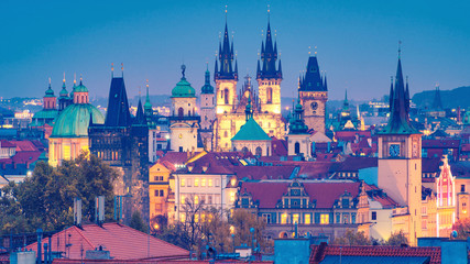 Obraz premium beautiful views of Prague's towers and rooftops