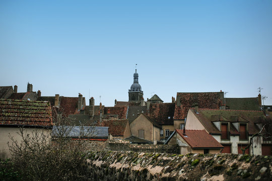 Roofs of old houses of Saulieu historical center