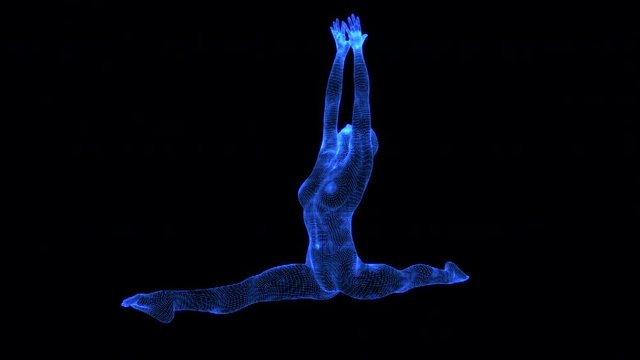 4K Holographic Future Android AI Woman Yoga Monkey Seamless Loop
