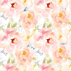 Cute Spring Watercolor Floral Pattern. Seamless Floral Background