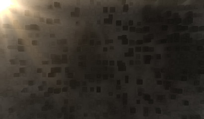 Silhouette cityscape background with sun shine. Black buildings with smoke. 3D Rendering Illustration.