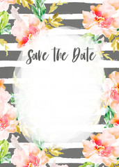 Watercolor Flower Save the Date Template Background
