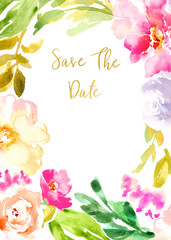 Watercolor Flower Save the Date Template Background