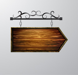 hanging, wooden Board vector, wooden object for text.