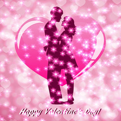 Valentine's Day postcards with a couple in love