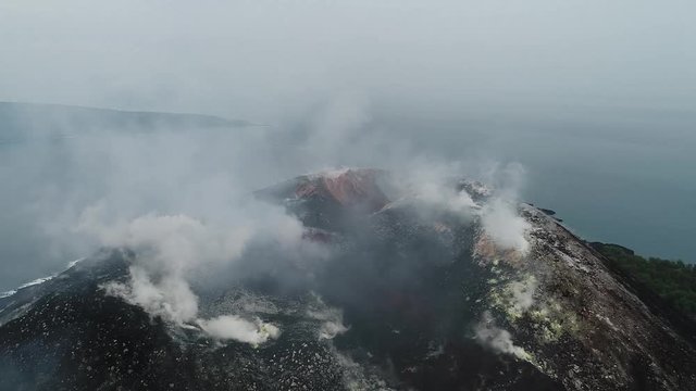 Aerial Footage of Krakatoa crater (Anak Krakatau) taken Oct 2017 - Raw Footage