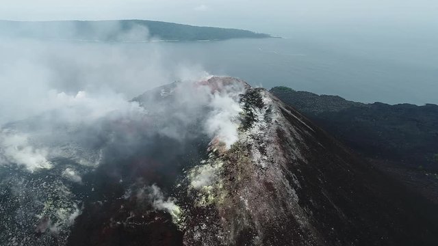 Aerial Footage of Krakatoa crater (Anak Krakatau) taken Oct 2017 - Raw Footage